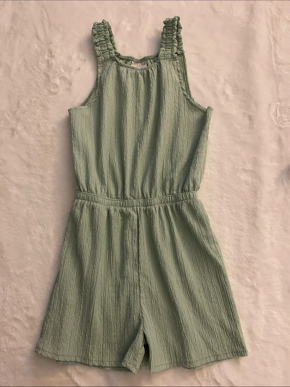 Rachel Zoe Girls' Sage Green Crinkled Romper SZ 10-12